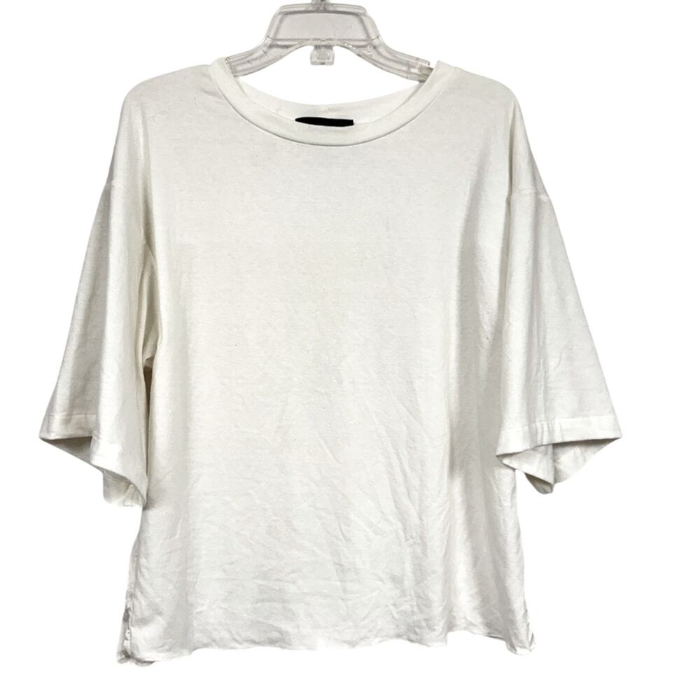 Kes White Linen Silk Short Sleeve Tee Shirt Womens S Lagenlook Closet Staple Top